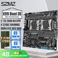 Placas base szmz x99 dual z8 zóctono zócalo de placa base LGA 2011-3 Conjunto con 2 pcs Xeon E5 2680 V4 CPU y 4 32GB DDR4 2400MHz ECC REC RAM Kit