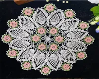 Mats Pads 45CM Lace Round Cotton Table Place Mat Dining Pad Cloth Crochet Placemat Cup Mug Tablecloth Tea Handmade Doily Kitchen