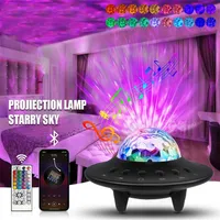 UFO LED Night Light Star Projector Bluetooth Remote Control 21 Colors Party Light USB Laddar Family Living Children Room Decoration Gif2453