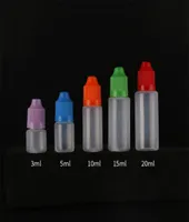 5 ml 10 ml 15 ml 20 ml 30 ml 50 ml 60 ml 100 ml 120 ml PE Plastic fles met een kindvrije dop lege druppelaarcontainer voor ECIG Oil8795653