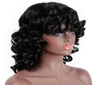 Synthetic Wigs Isaic Short Hair Afro Curly With Bangs For Black Women Ombre Glueless Cosplay High Temperature9070096
