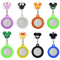 Pocket Watches YIJIA Lovely Cartoon Retractable Badge Reel Rubber With Silicone Case And Luminous Pointer