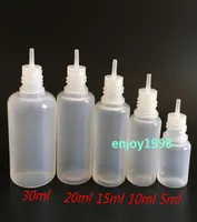 Butelki testowe z czapką odporną na dziecko butelki płynne długie cienkie końcówkę kropla 5 ml 10 ml 15 ml 20 ml 30 ml plastikowe butelki Facto6769309