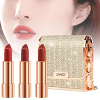 3pcs Lipstick Makeup Set with a Cluth Holder Matte Texture Long Lasting Lip Makeup Gloss Lip Stick221A