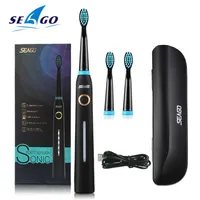 Seago Sonic Toothbrush escova de escova elétrica recarregável Conjunto de dentes para viajar escova elétrica à prova d'água com caixa de viagem J1906273207