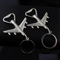 Key Rings Metal Airplane Bottle Opener Key Ring Plane Model Summer Beer Openers Keychain Holders Kitchen Bar Hand Tools Fashion Drop Dh3Ps