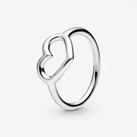 Pierścienie klastra MyBeboa Elegancki polerowany pierścionek z otwartym sercem Oryginalny 925 Solidny srebrny moda dla kobiet biżuteria