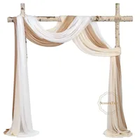 Arc de mariage Tissu de drapage 29 x 6 5 mètres transparent en mousseline de soie en mousseline de toile de fond de rideau de rideau de réception Swag 2202102837