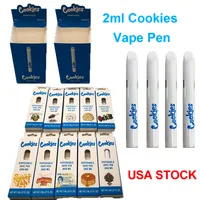 Cookies Disposable Vape Pen USA 2ml Thick Oil Pods Carts Rechargeable 350mah Battery Empty E-cigarette New Tech Ceramic Coil Vaporizer Round Pens Display Packaging