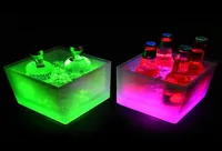 3500ml Rectangle LED Light Ice Buckets Luminous Double Layer Square Cooler Bucket Plastic Non Toxic Oversize Kitchen Bar Tools SN5