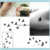 Tatuajes temporales Art Health Beauty10cm Dise￱o de tatuaje desechable Black Bird Women Beauty Girl Girl Body para art1 Drop 317Z
