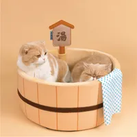 Other Cat Supplies Japanese Style Bed Comfy Bathtub Pool for Dogs Detachable Puppy Basket Basin Safe Kitten Nest Pad Plush Sleeping Shiba 221118