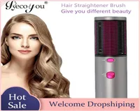 Hair Curlers Straighteners 2 in 1 Negative Ion Ceramic Straightener Dryer Brush Styler Volumizer with 3 Heat Levels for Women Girl