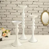Metal Candle Holders Flowers Vase Stand Candlestick White Holder Floor Vases Wedding Table Centerpieces