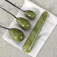 Natural Green Jade Yoni Eggs borrat n￶je Wand Helu Jade Massager Kegel tr￤ning Vaginal Ball Gua Sha Massage Stone T191116248B