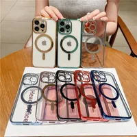 Caso de luxo magsafe para iPhone 14 pro m￡ximo 13 12 mini 11 xr xs x 8 7 plus magsoge revestimento transparente transparente carregador sem fio compat￭vel