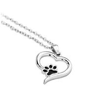 Yeni moda sevimli hayvan köpek kedi yavru pençe aşk kalp cazibesi kolye siyah yağ pençe kolye kız kardeşler kızlar çocuk aile hediyesi efn017-a2185
