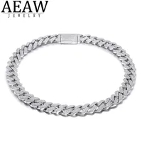 AEAW 18 Inch 925 Sterling Silver Setting Iced Out Moissanite Diamond Hip Hop Cuban Link Chain Miami Necklace Jewelry for Mens X0509326Z