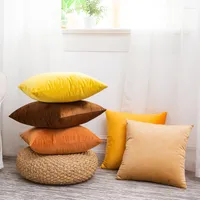 Pillow Case Solid Color Velvet Cushion Cover Warm Tone Minimalist Cojines Party Decor Sofa Home 45 45cm