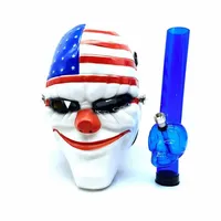 Gas Mask Bong Water Shisha Acrylic Smoking Pipe Skull Halloween Hookah Tobacco Tubes Whole241N