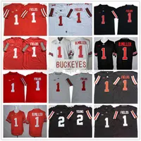 NCAA Ohio State Buckeyes College Football Jersey 1 Braxton Miller Justin Fields 2 Chase Young High Quality Centred Mens Red Black Bleu