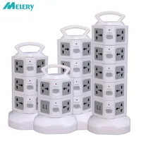 Power Cable Plug Tower Strip Surge Protector Vertical Multi Sockets 7 11 15 19 Way Universal Outlets Socket 2 USB Extention Cord 221114