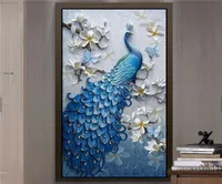 3D Embossed Peacock Bird Flower Hallway Po Wallpaper Murals Bedroom Entrance Po Wall Mural Wall Paper 3d Painting Peafowl