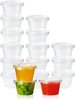 Упаковочные коробки соуса и заберите пластиковые одноразовые чашки с крышкой для ресторана Food3418247