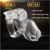 Yutong 2021 Nuevo diseño 100% Resina HT-V4 Dispositivo de castidad masculina con 4 anillos de pene Castidad Lock Cage Cage Penis Manga Toys for Men238s