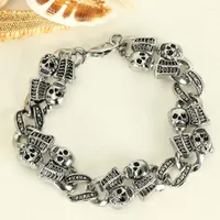 Bedelarmbanden Vintage Skull Bead Bracelet Boho Skelet Bangle Antiek verzilverde handgemaakte Link Chain Men Pulseiras Masculinas