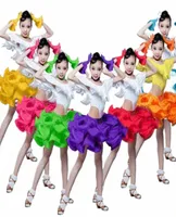 stage Wear Professional Children039S Latin Dance Costumes HighEnd Competition Skirts Girls039 DiamondStudded Fringe Floral5454451