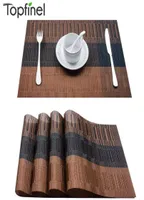 Conjunto de topfinels de 4 placemats de plástico de bambu de pvc para mesa de jantar, coloque tapete em acessórios de cozinha copo de vinho t20070