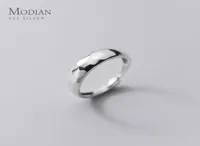 Modian 925 Sterling Silver Geometric Cut Resizeable Finger Rings for Women Men Simple Stackable Wedding Bands Fine Jewelry2165320