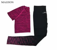 MAIJION 2017 Women Yoga Running Sets Quick Dry Breathable Sport T Shirts Pants Jogging Sets Gym Sport Suit Running Tracksuit1462026