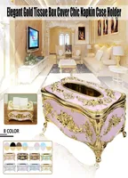 Elegant European Style Tissue Box Cover Chic Napkin Case Holder el Home Decor Organizer Room KTV Supplies Furnishing Box 210326