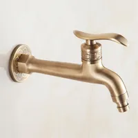 Long Bibcock Laundry Faucet Antique Brass Bathroom Mop Sink Faucets Outdoor Garden Crane Wall Mount Water Taps252v