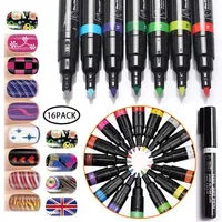 16 Farben Set Nail Art Pen 3d Nail Art DIY Dekoration N￤gel Politur Stift Set Design N￤gel Sch￶nheit Werkzeuge Farbe Stift Vorr￤te189c