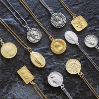 Colliers pendentiels de monnaie couloir Kolye Gold Charm Minimalisme Vintage Boho Bijoux Collier Déclaration Collier Femmes Jewelry Christmas Gift216c