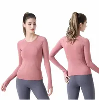 Lulu Womens Yoga Shaping Wear Swiftly Tech Lady Girl Sports T Shirts 긴 소매 복장 티셔츠 수분 젖은 니트 높은 탄성 피트니스 운동 소녀