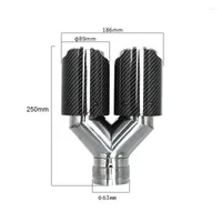 Details About Y Type 63mm 89mm Glossy Carbon Fiber Car Dual Exhaust Pipe Tail Muffler Tip Moulding Accessories 1PCS