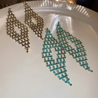Aretes de dhinestone de moda aretes geom￩tricos en forma de diamante de diamantes joyas de bodas de fiesta de mujeres tendencia de lujo