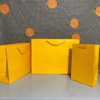 Orange Original Gift Paper bag handbags Tote bag high quality Fashion Shopping Bag Wholesale cheaper F01