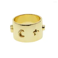 Обручальные кольца Золотое цвет Счастливый символ Кольцо Женщины украшения пальца европейская звезда луны