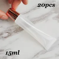 20st Lot 15ml Makeup Squeeze Rose Gold Top Empty Lipgloss Lipstick Clear Tube Lip Gloss Soft Container för DIY Cosmetics340T