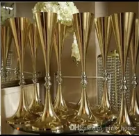 70CM Gold Tabletop Vase Metal Wedding Flower Vase Table Centerpiece For Mariage Metal Flowers Vases For Wedding Decoration7655385