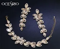 OCESRIO Crystal Bridal Jewelry Sets Gold Flower Earrings Bracelets Wedding Jewelry Sets for Brides Bridesmaid Jewelry brta02 20127882714