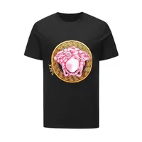 ver designer T shirt Medusa short sleeve heavy industry embroidery letter pullover tshirt cotton couple tee