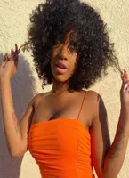 Afro Kinky Curly Bob Wig with Bang Peruvian Curl Bomb Short Human Hair for Women Synthetic Full Lace Front Wigs116198