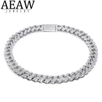 AEAW 18 Inch 925 Sterling Silver Setting Iced Out Moissanite Diamond Hip Hop Cuban Link Chain Miami Necklace Jewelry for Mens X0509273H