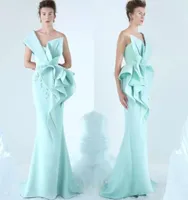 2019 Mermaid Evening Dress One Schulter Sticker Rüschen Rüschige Partykleid glamouröser Dubai Modefloß FOMME KOSS2000077